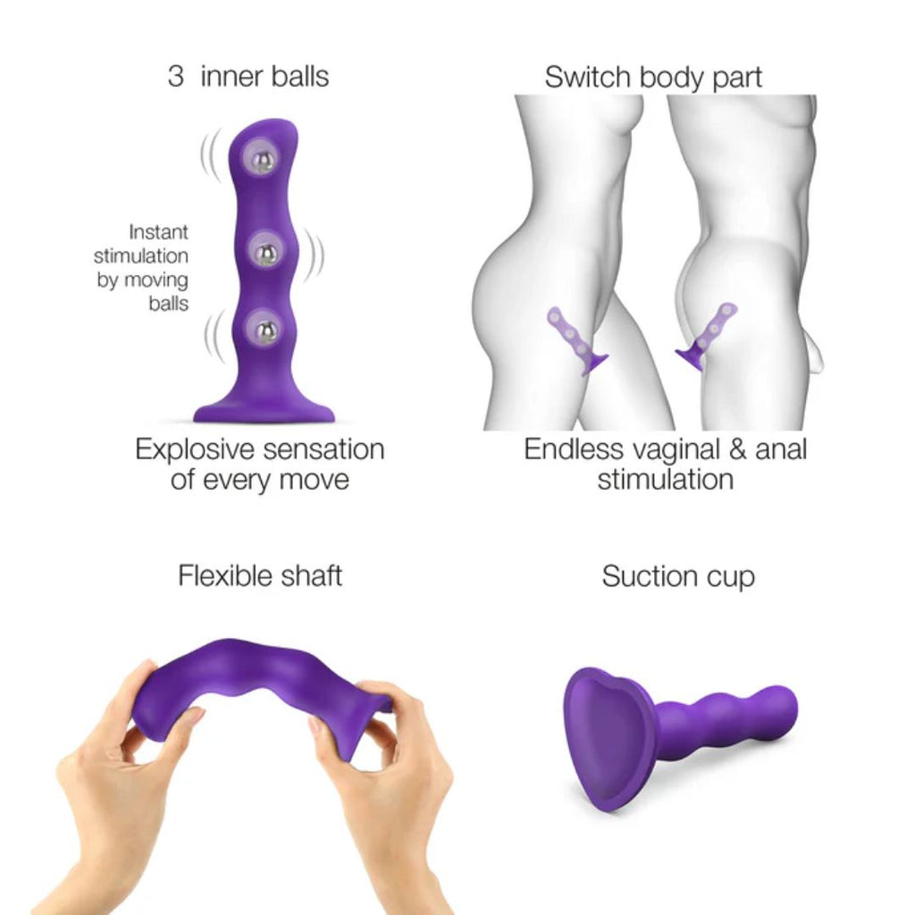 Strap On Me - Dildo Geisha Balls - Medium - Purple