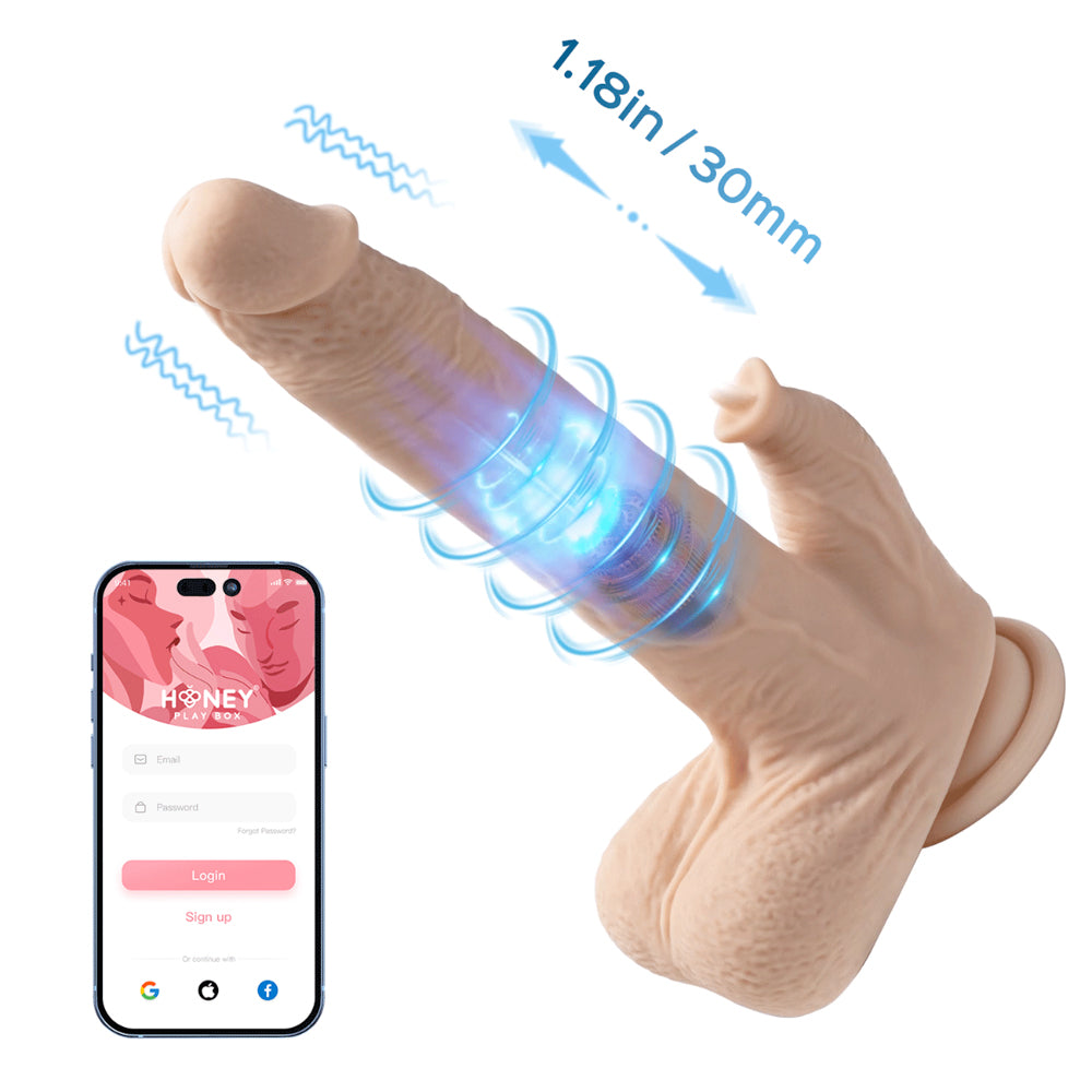 Honey Play Box â€“ Colter â€“ Realistic Thrusting Dildo with Vibrating Licker  8.5\" (App Controlled)