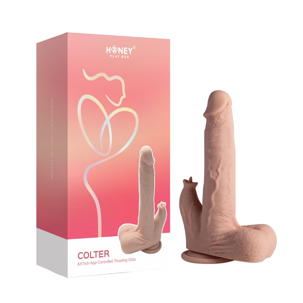 Honey Play Box â€“ Colter â€“ Realistic Thrusting Dildo with Vibrating Licker  8.5\" (App Controlled)
