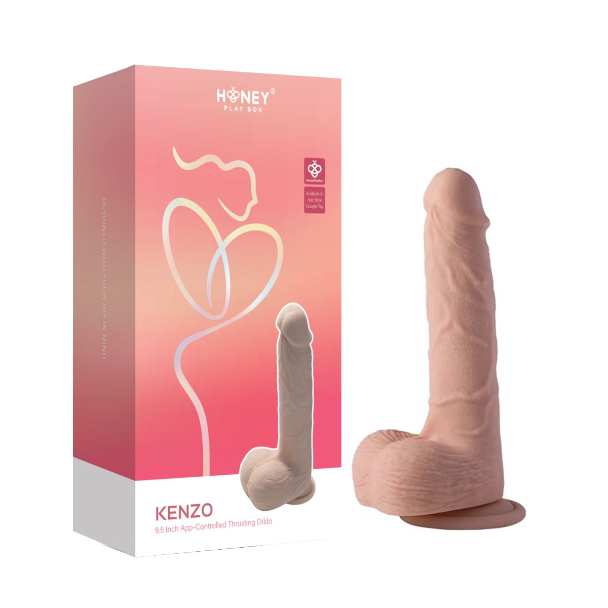Honey Play Box â€“ Kenzo â€“ Big Realistic Thrusting Dildo  9.5\" (App Controlled)