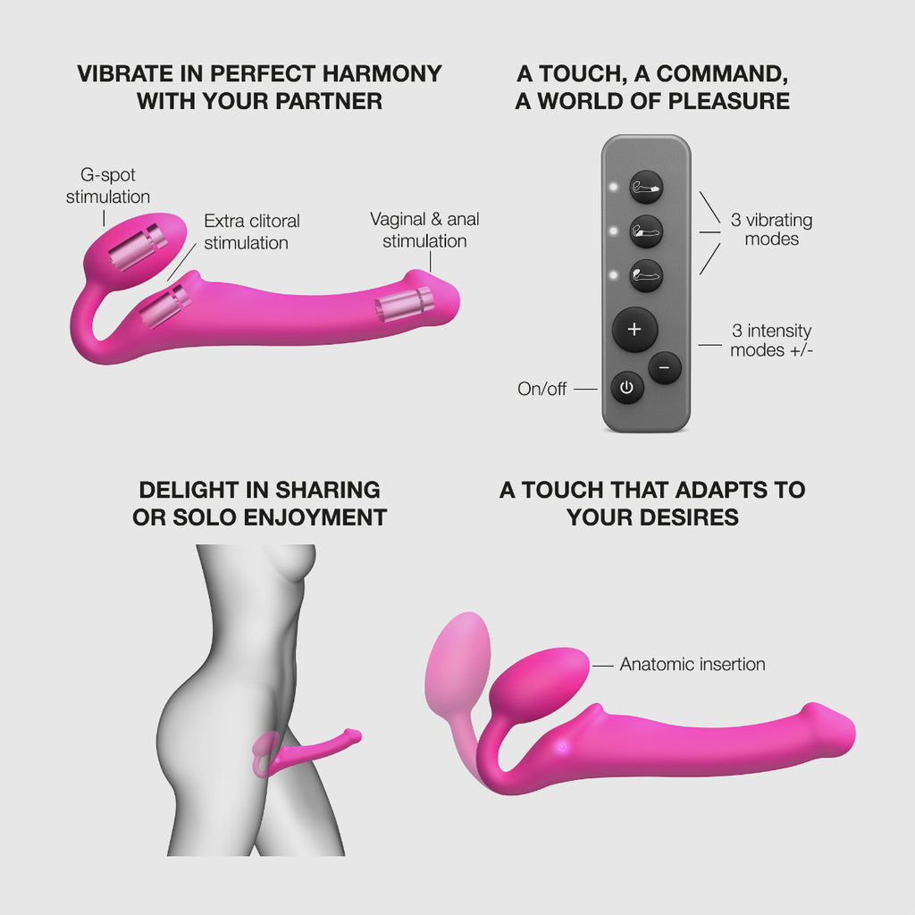 Strap On Me - Vibrating Bendable Strap-On - M - Fuchsia