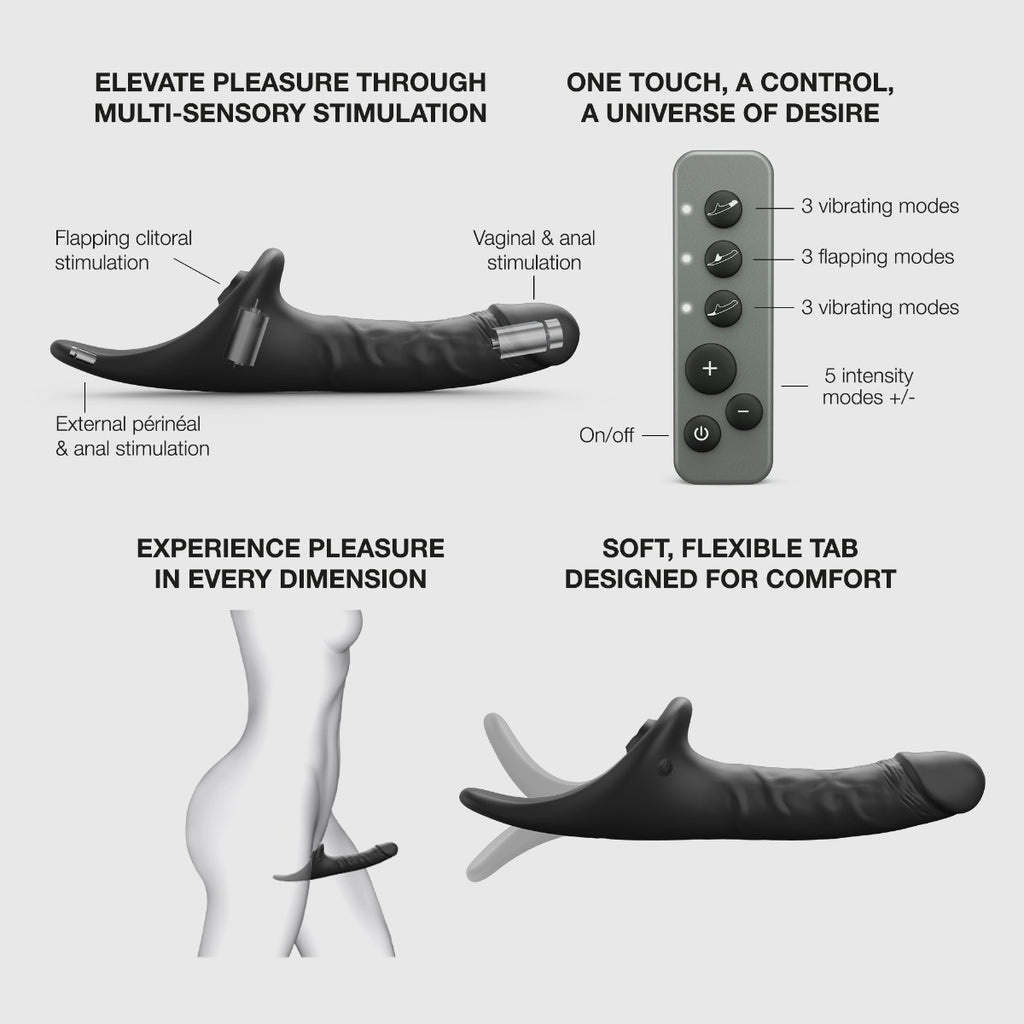 Strap On Me - Multi Orgasm Realistic Dildo - M - Black Tr