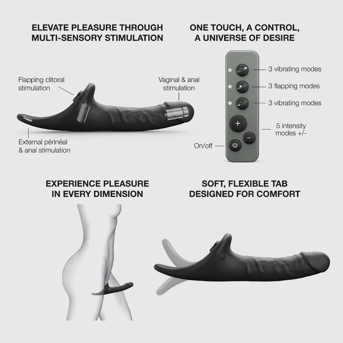 Strap On Me - Multi Orgasm Realistic Dildo - M - Black Tr