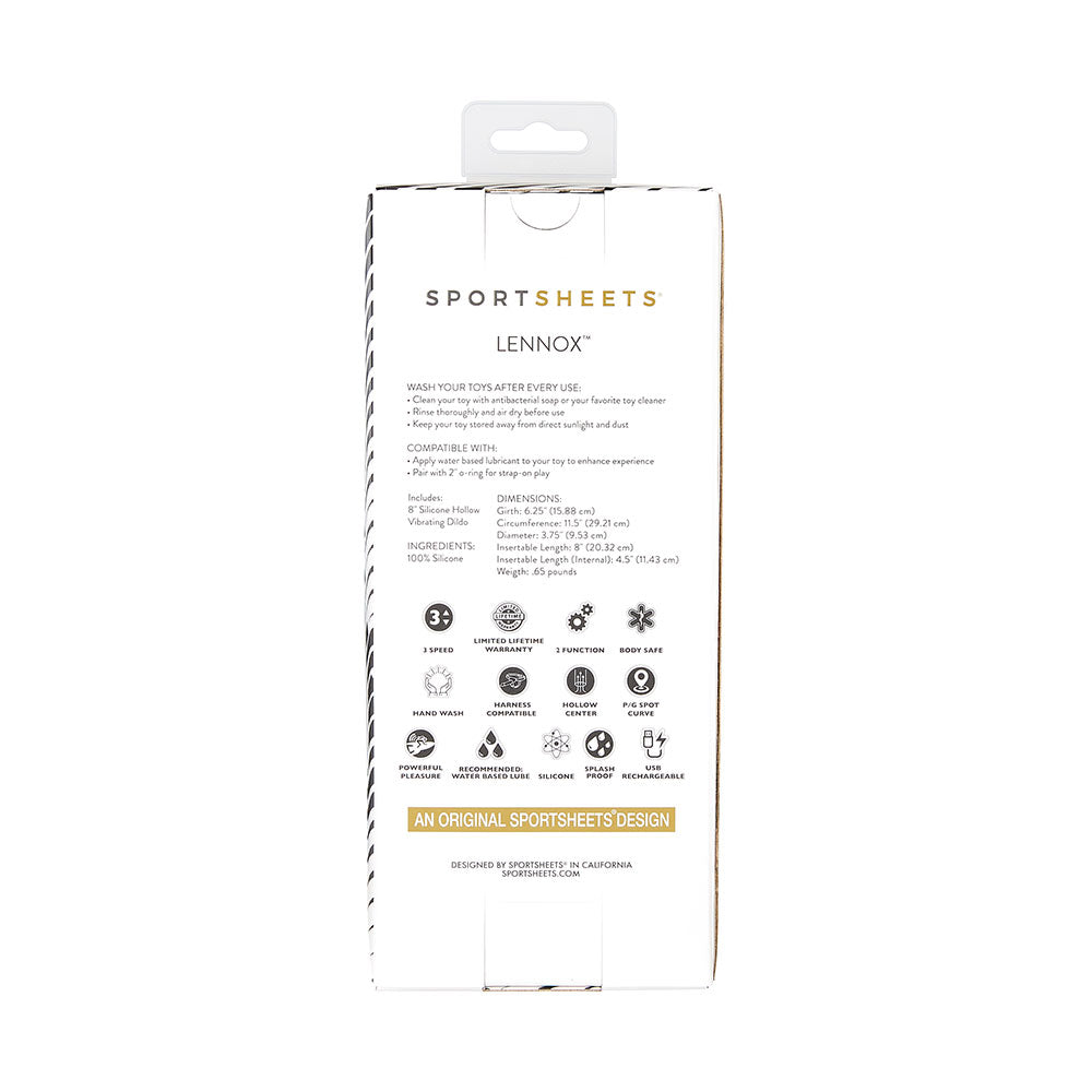Sportsheets Merge Collection - Lennox - 8\" Hollow Vibrating Silicone Dildo