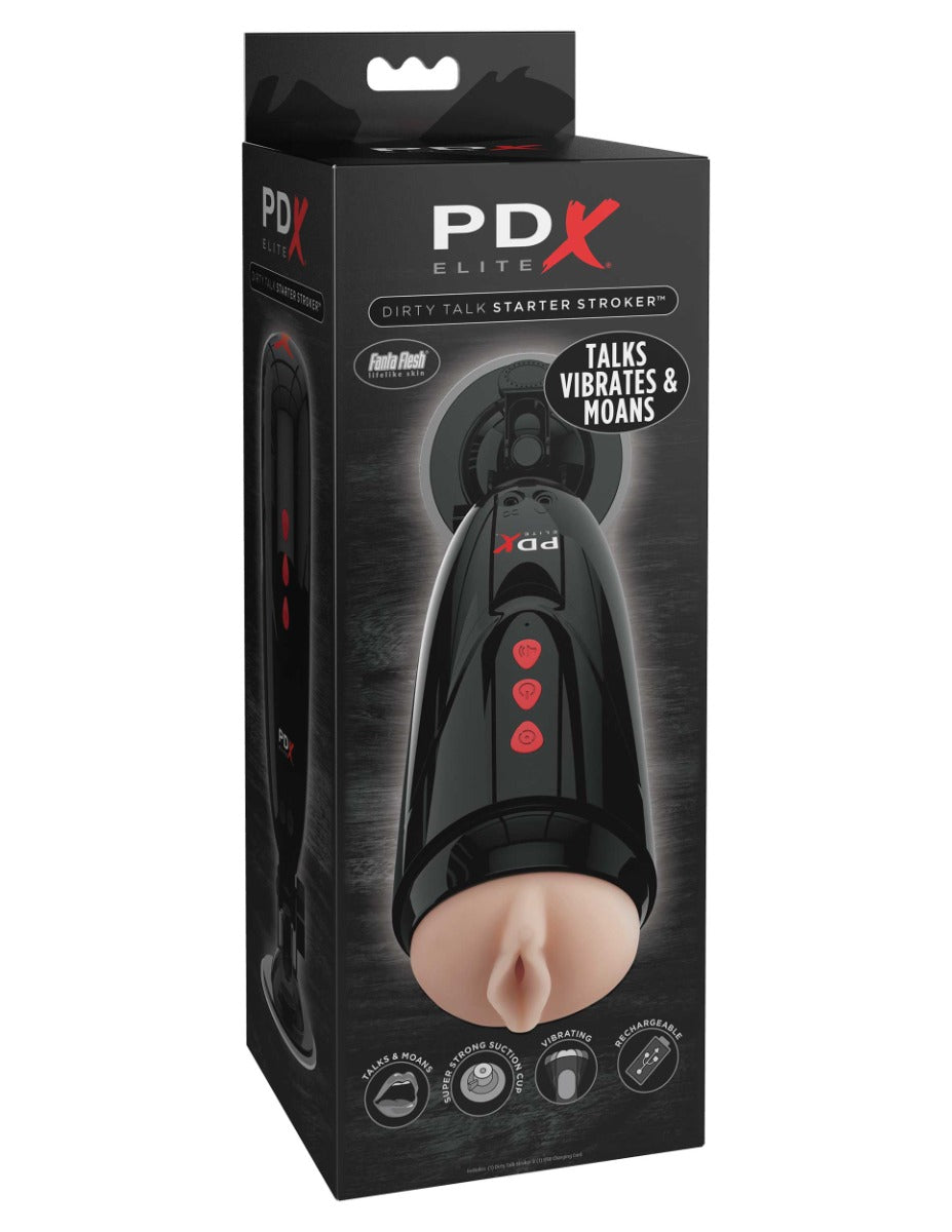 Pipedream - PDX Elite - Dirty Talk Starter Stroker  - Light/Black