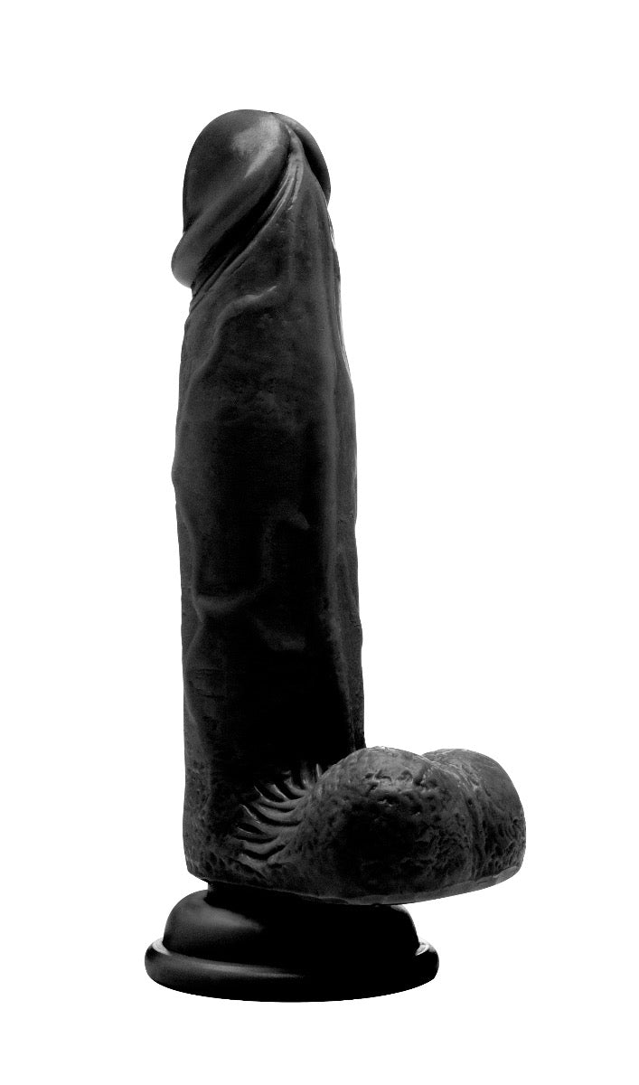 Real Rock Skin - Realistic Cock 8\" With Scrotum (Black)