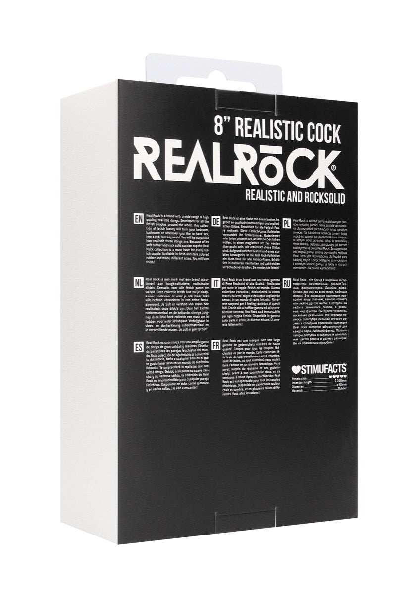 Real Rock Skin - Realistic Cock 8\" With Scrotum (Black)