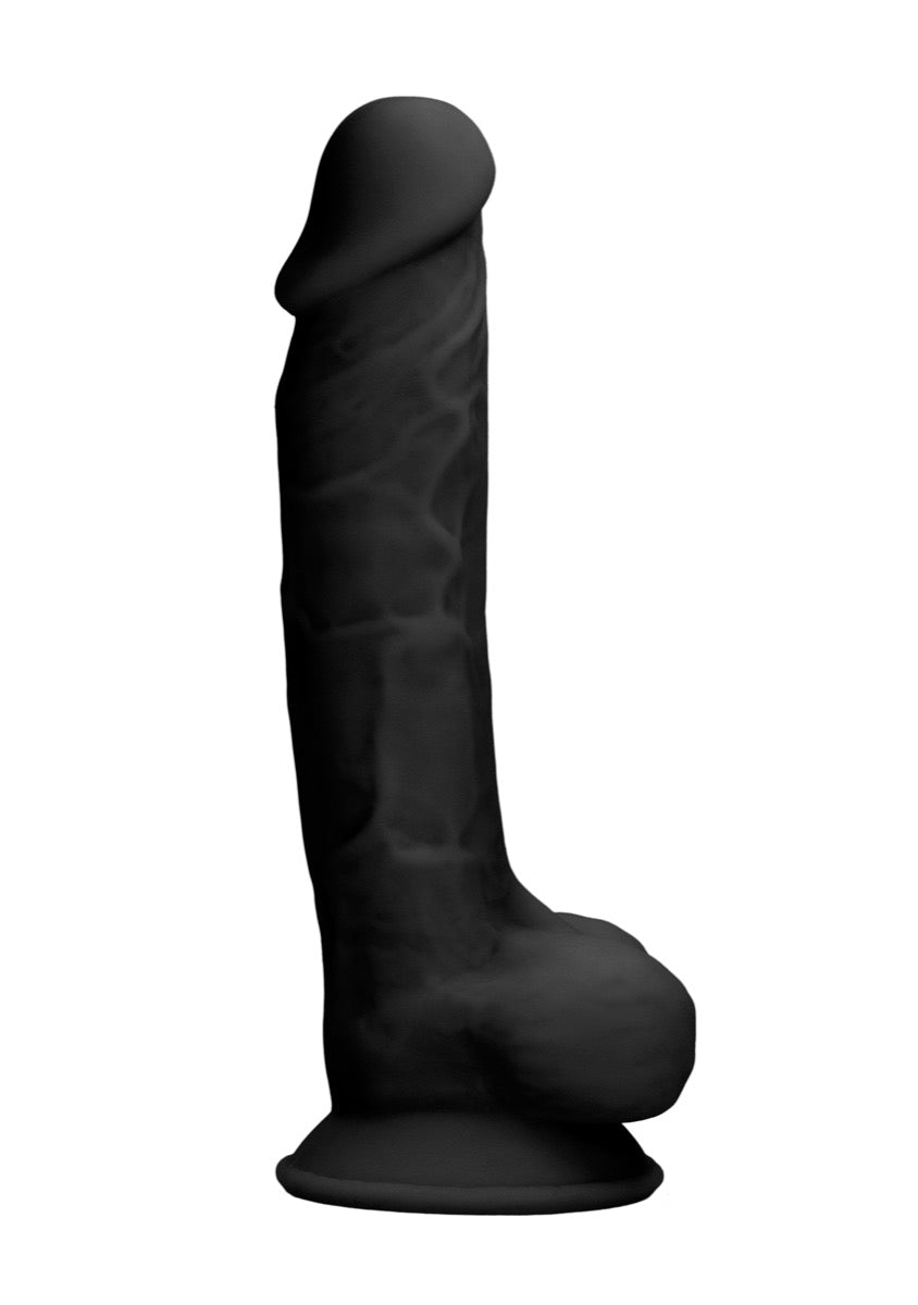 Real Rock Silicone Dildo With Balls 7\" (Black)