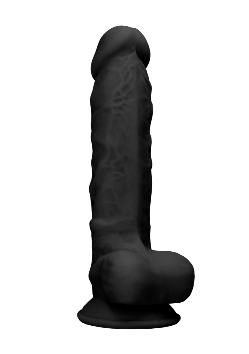 Real Rock Silicone Dildo With Balls 7\" (Black)