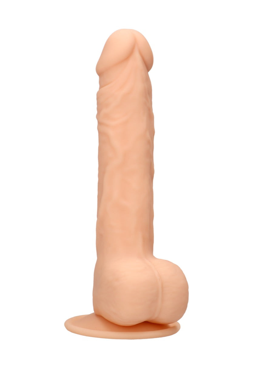 Real Rock Silicone Dildo With Balls 9.5\" (Flesh)