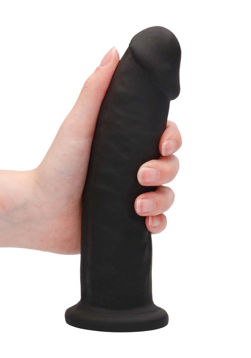 Real Rock Silicone Dildo Without Balls 7.5\" (Black)