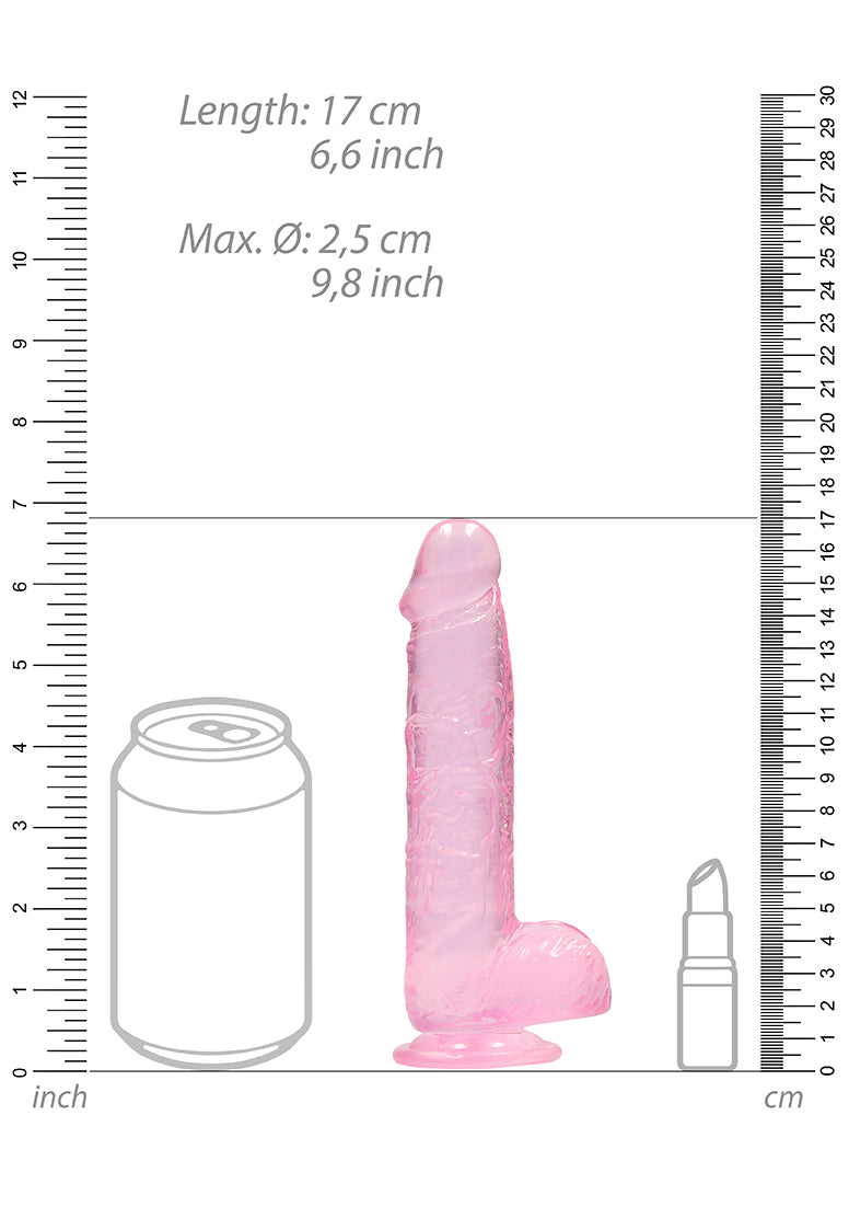 Real Rock Crystal Clear 6\" Realistic Dildo With Balls (Pink)