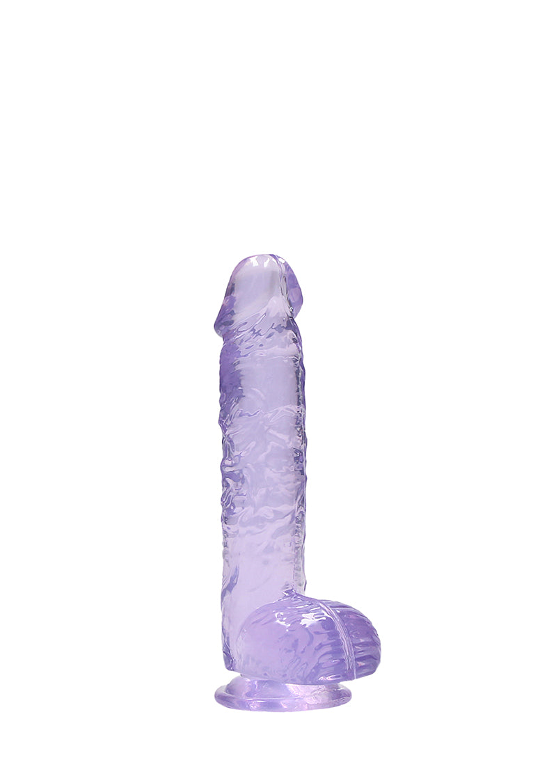 Real Rock Crystal Clear 6\" Realistic Dildo With Balls (Purple)