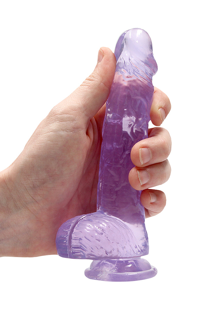 Real Rock Crystal Clear 6\" Realistic Dildo With Balls (Purple)