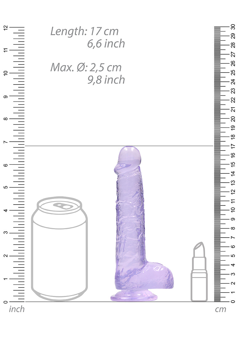Real Rock Crystal Clear 6\" Realistic Dildo With Balls (Purple)