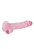 Real Rock Crystal Clear 7\" Realistic Dildo With Balls (Pink)