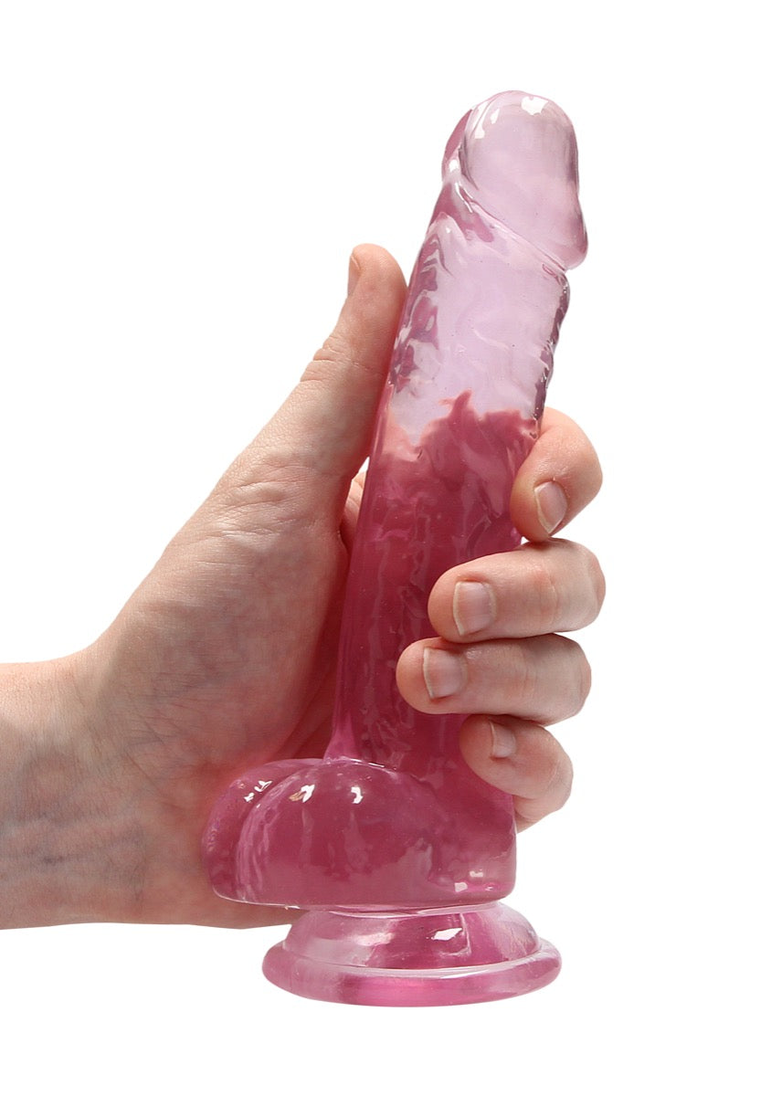 Real Rock Crystal Clear 7\" Realistic Dildo With Balls (Pink)