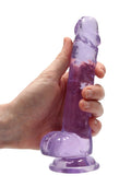 Real Rock Crystal Clear 7\" Realistic Dildo With Balls (Purple)
