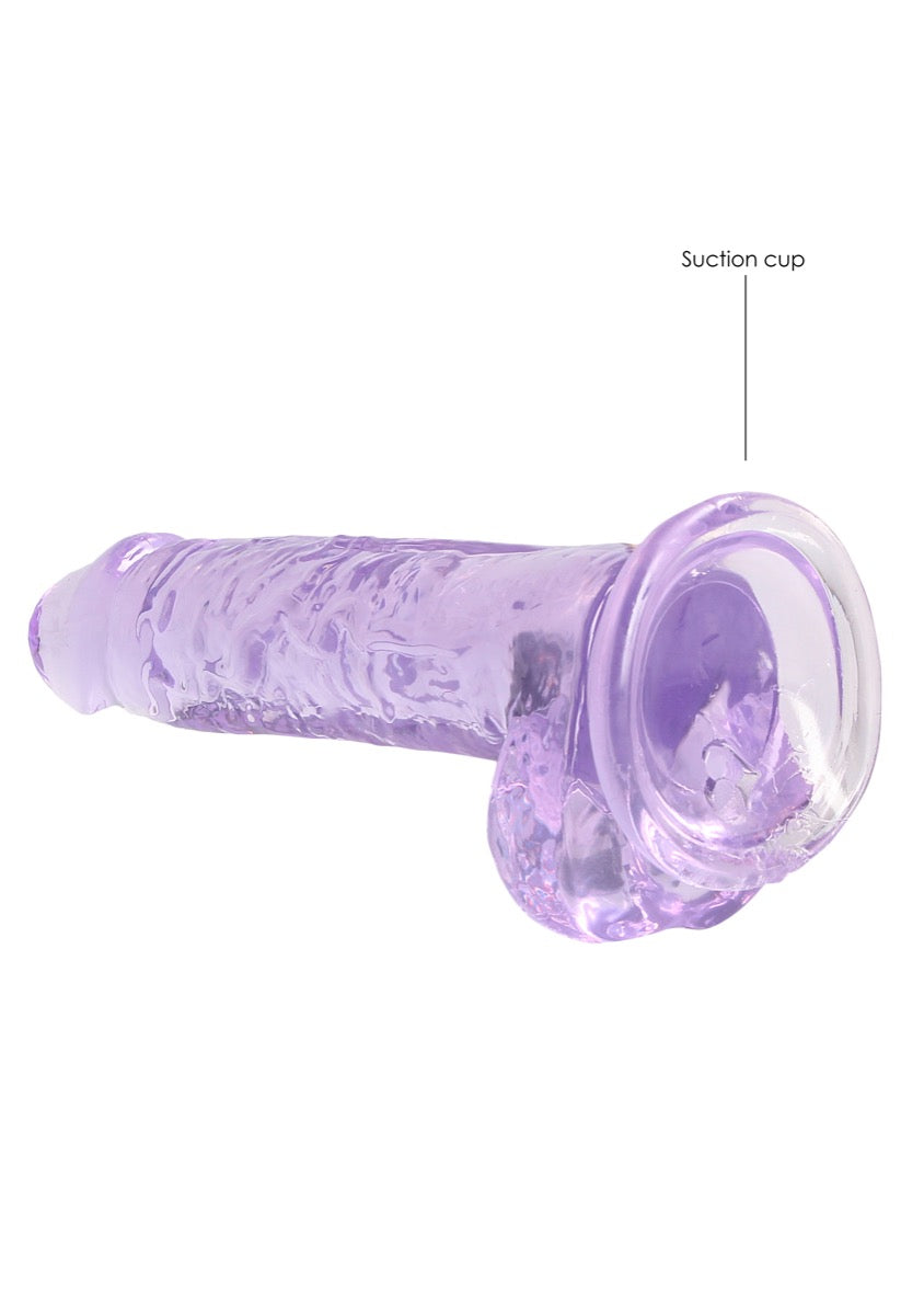 Real Rock Crystal Clear 7\" Realistic Dildo With Balls (Purple)