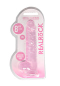 Real Rock Crystal Clear 8\" Realistic Dildo With Balls (Pink)