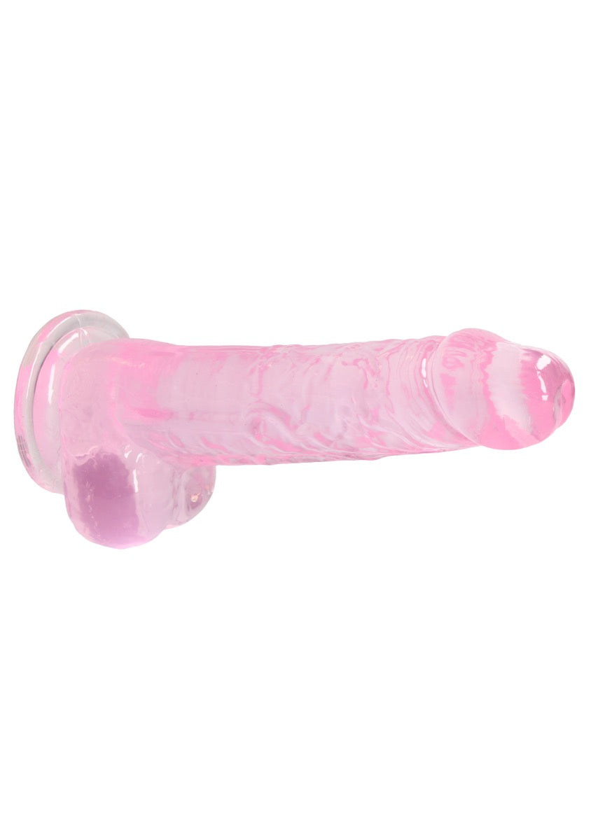 Real Rock Crystal Clear 8\" Realistic Dildo With Balls (Pink)