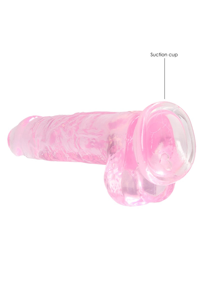 Real Rock Crystal Clear 8\" Realistic Dildo With Balls (Pink)