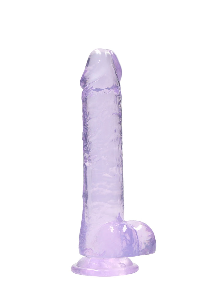 Real Rock Crystal Clear 8\" Realistic Dildo With Balls (Purple)
