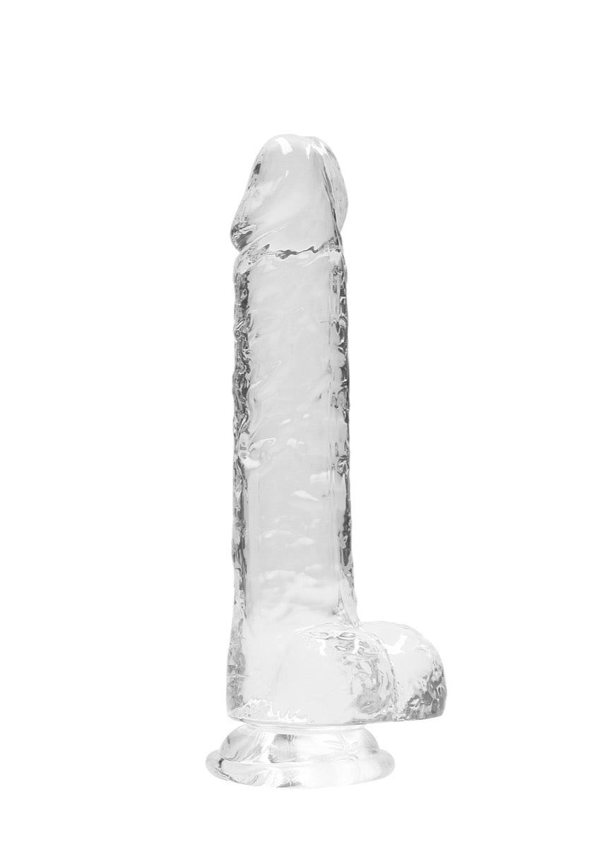 Real Rock Crystal Clear 8\" Realistic Dildo With Balls (Transparent)
