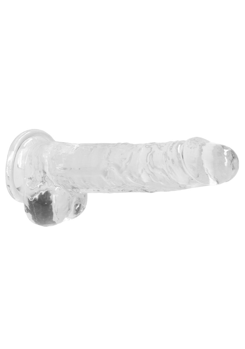 Real Rock Crystal Clear 8\" Realistic Dildo With Balls (Transparent)