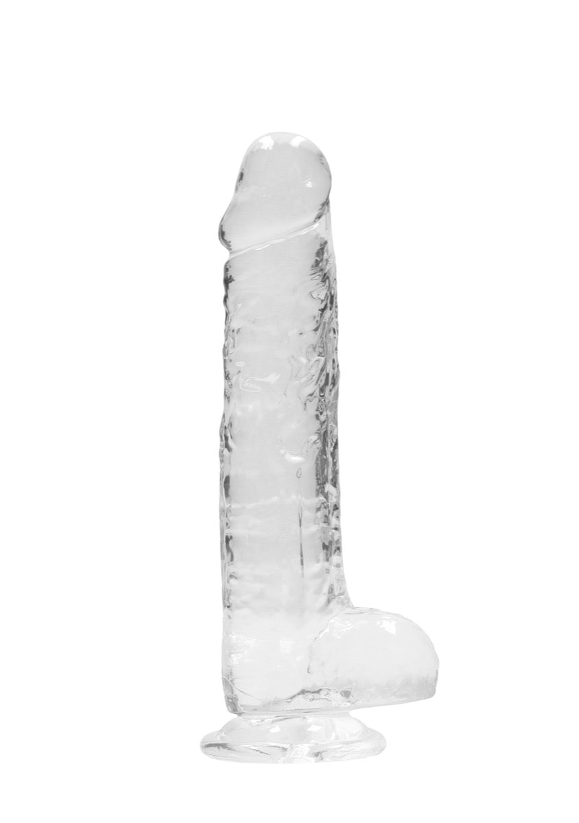 Real Rock Crystal Clear 8\" Realistic Dildo With Balls (Transparent)