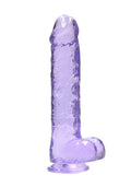 Real Rock Crystal Clear 9\" Realistic Dildo With Balls (Purple)