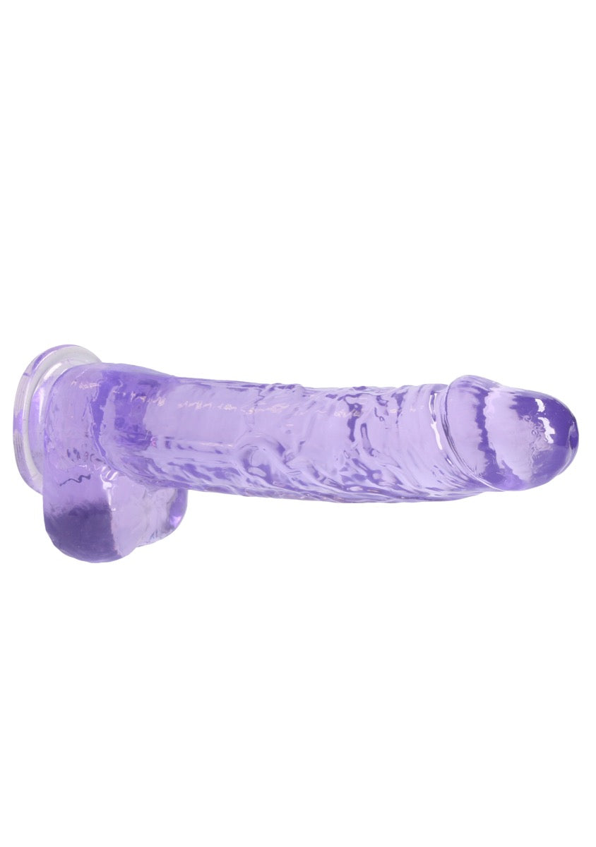 Real Rock Crystal Clear 9\" Realistic Dildo With Balls (Purple)