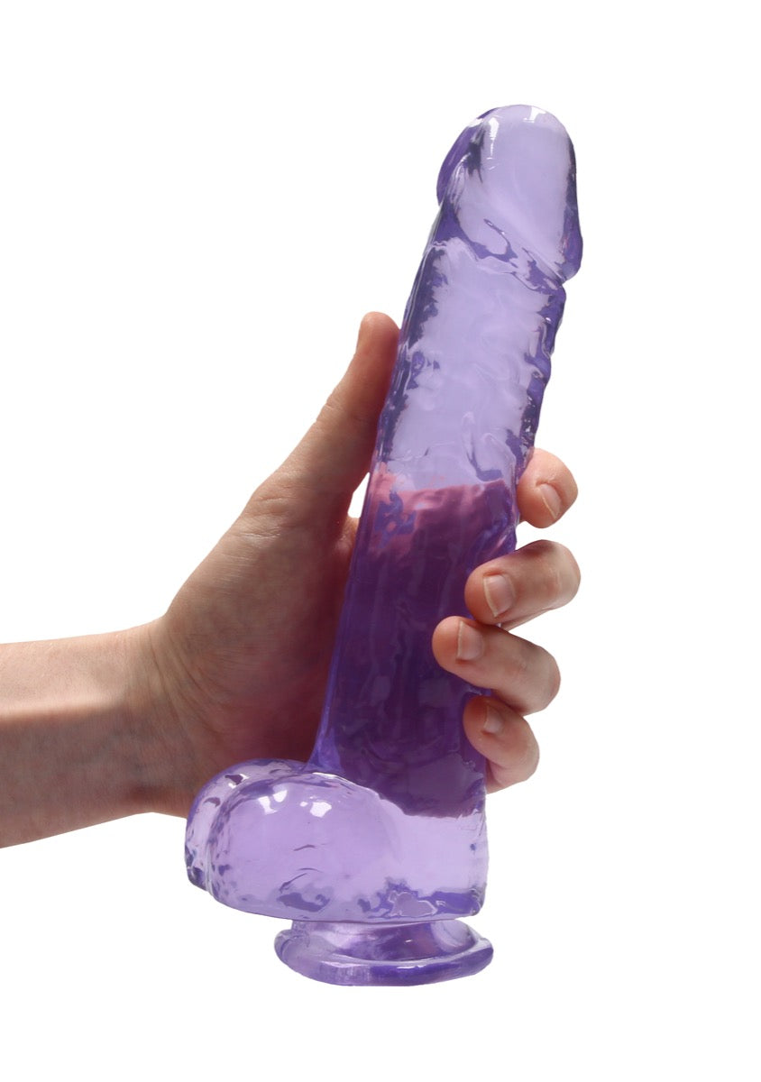 Real Rock Crystal Clear 9\" Realistic Dildo With Balls (Purple)