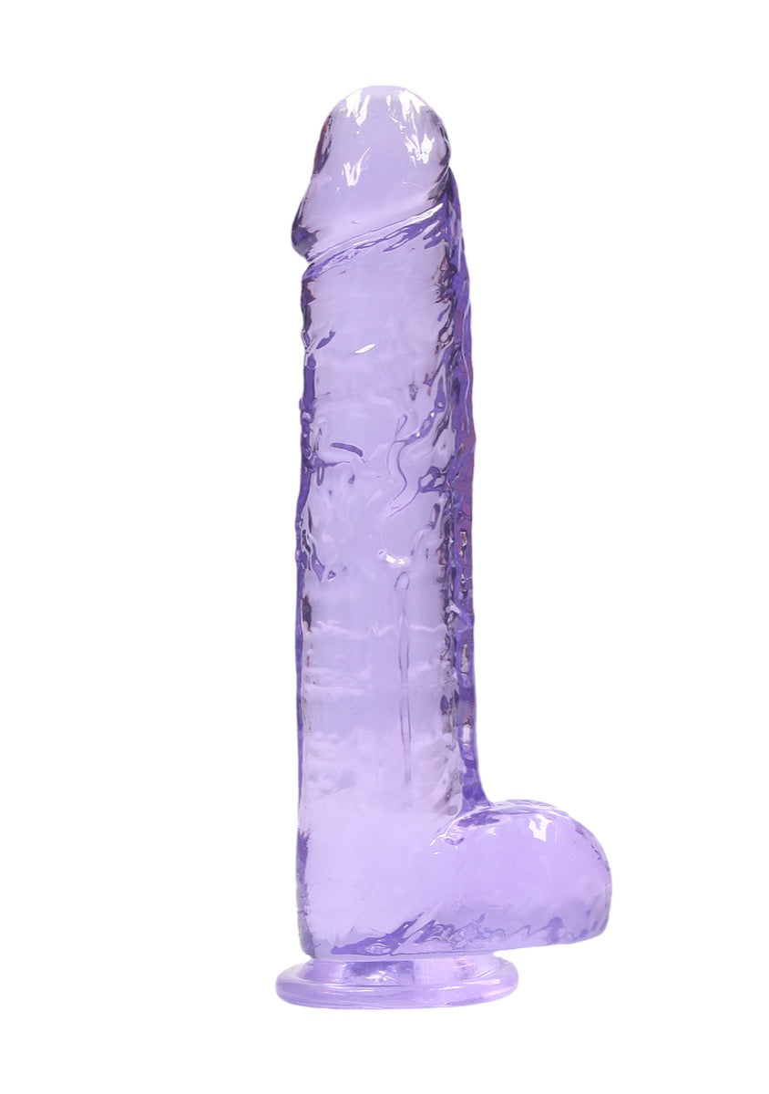 Real Rock Crystal Clear 9\" Realistic Dildo With Balls (Purple)