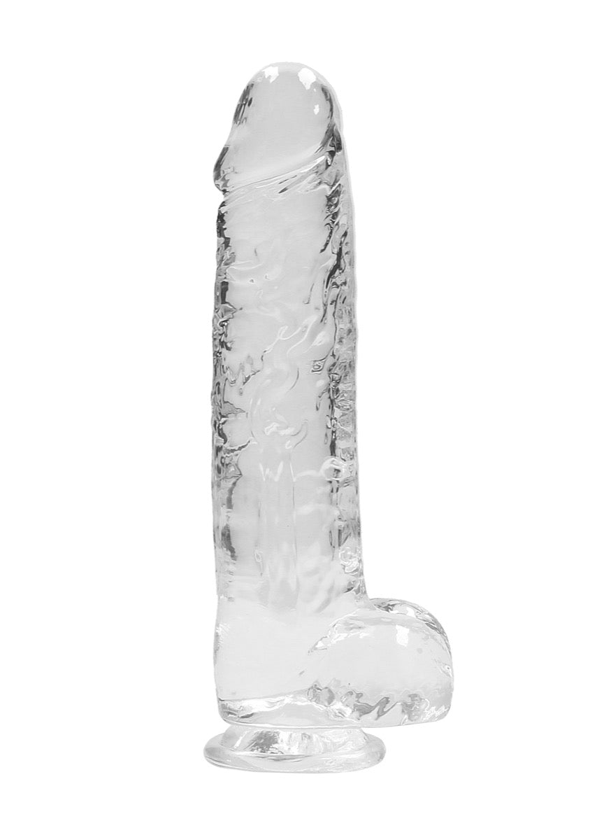 Real Rock Crystal Clear 9\" Realistic Dildo With Balls (Transparent)