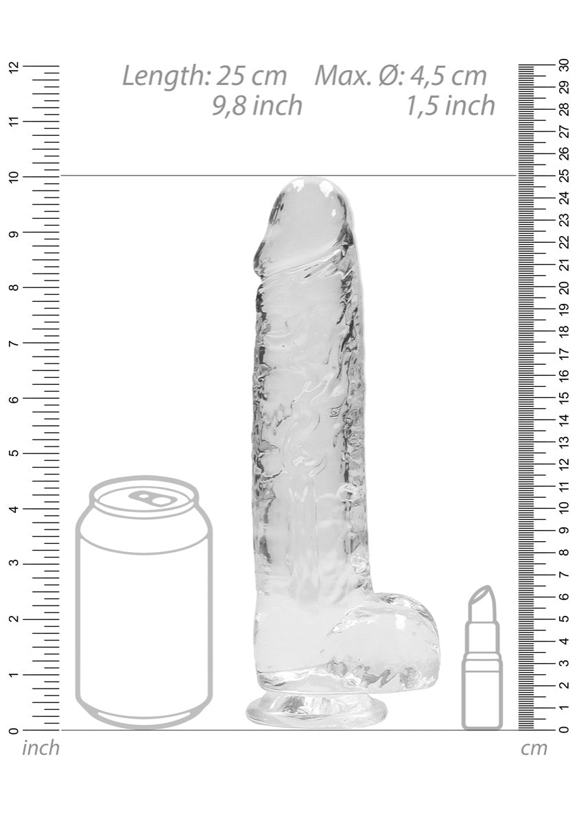 Real Rock Crystal Clear 9\" Realistic Dildo With Balls (Transparent)