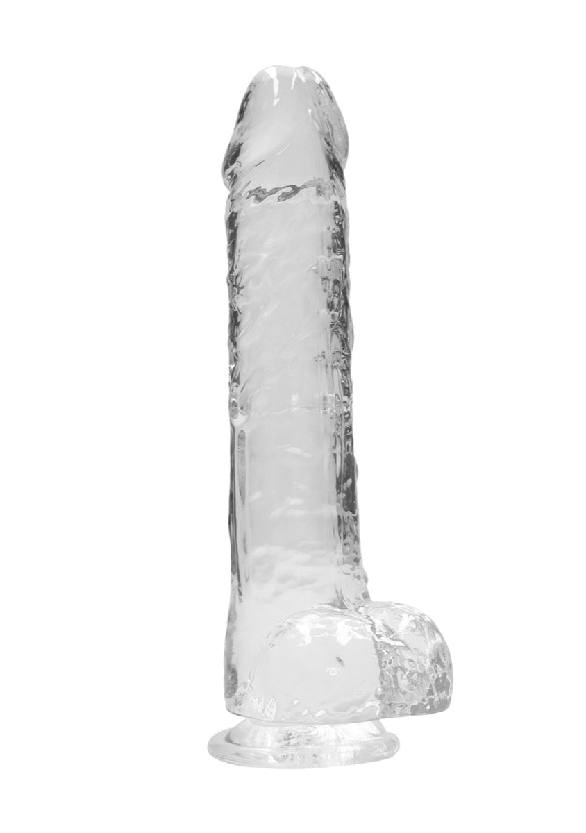 Real Rock Crystal Clear 9\" Realistic Dildo With Balls (Transparent)