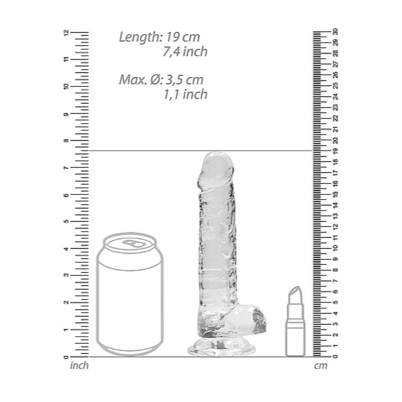 Real Rock Crystal Clear 7\" Realistic Dildo With Balls (Transparent)