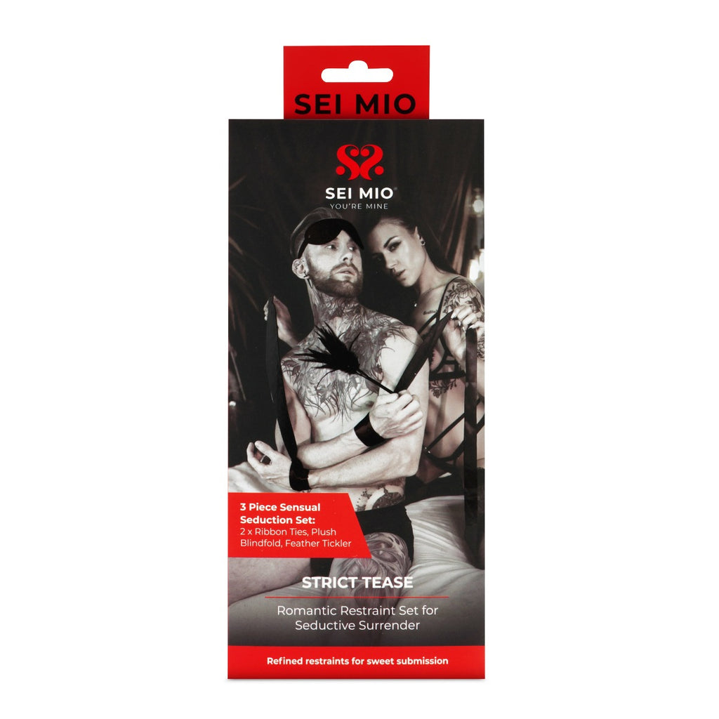 SEI MIO - Strict Tease - Ribbon Ties  Blindfold and Tickler Kit