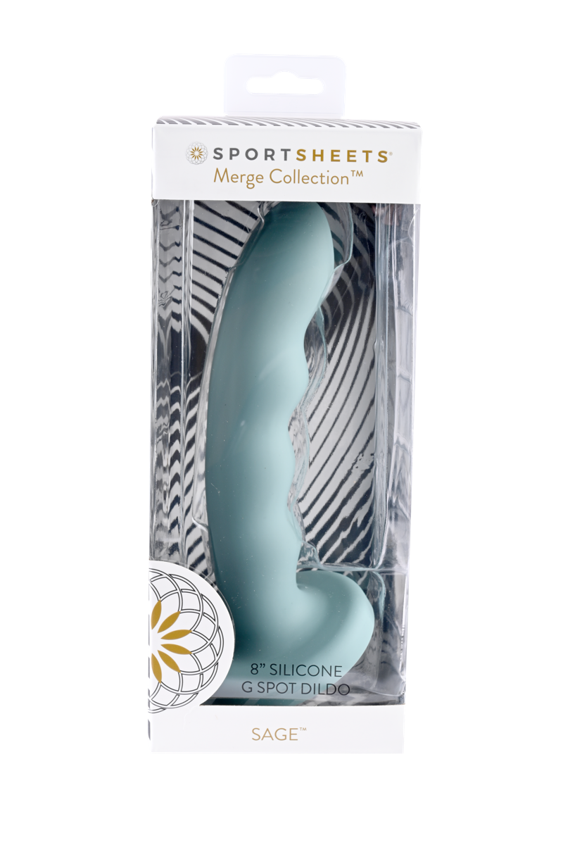 Sportsheets Merge Collection - Sage - 8\" Solid Silicone G-Spot Dildo