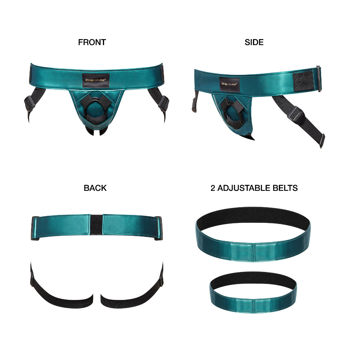 Strap On Me - Leatherette Harness Curious  -  Metallic Green