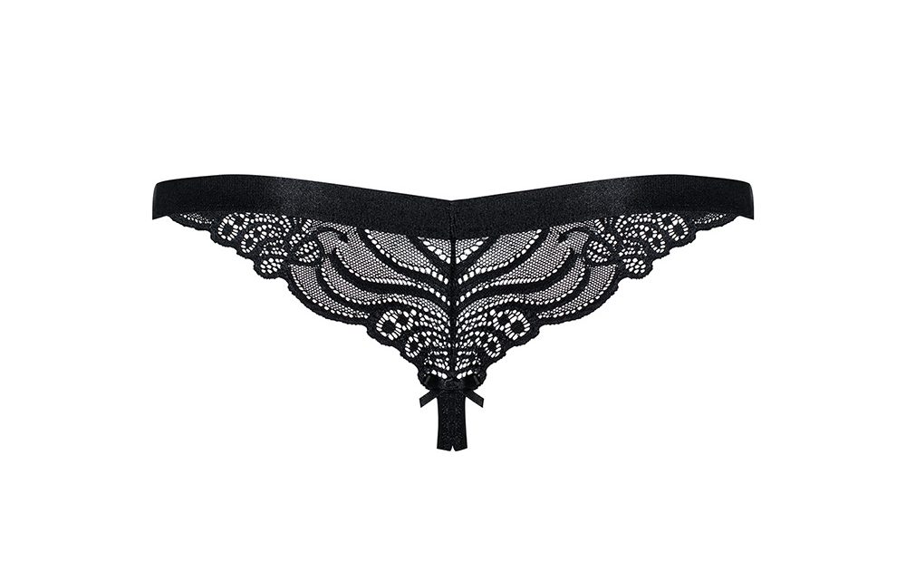 Obsessive – 828-THC-1 crotchless thong  S/M – Black