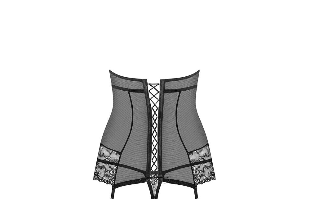 Obsessive – 838-COR-1 corset & thong  L/XL – Black