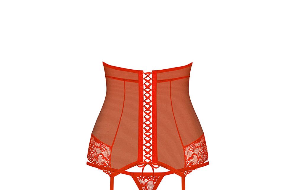 Obsessive – 838-COR-3 corset & thong L/XL – Red